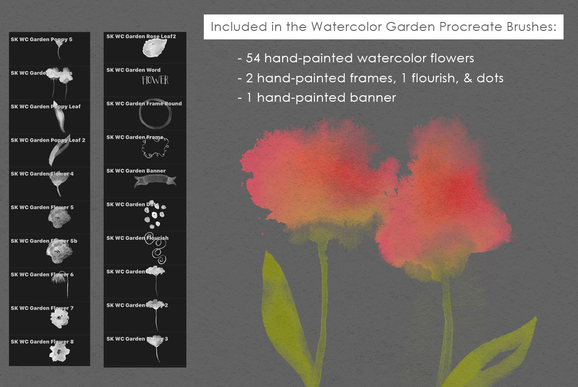 Watercolor Garden Brushes for Procreate - Studio Kitsch